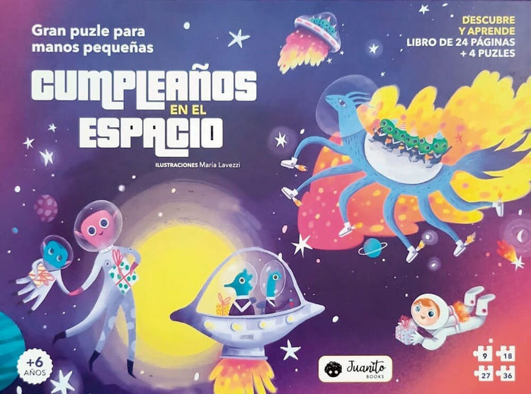 Imagen de CUMPLEAÑOS EN EL ESPACIO - LIBRO Y 4 PUZLES / JUANITO BOOKS